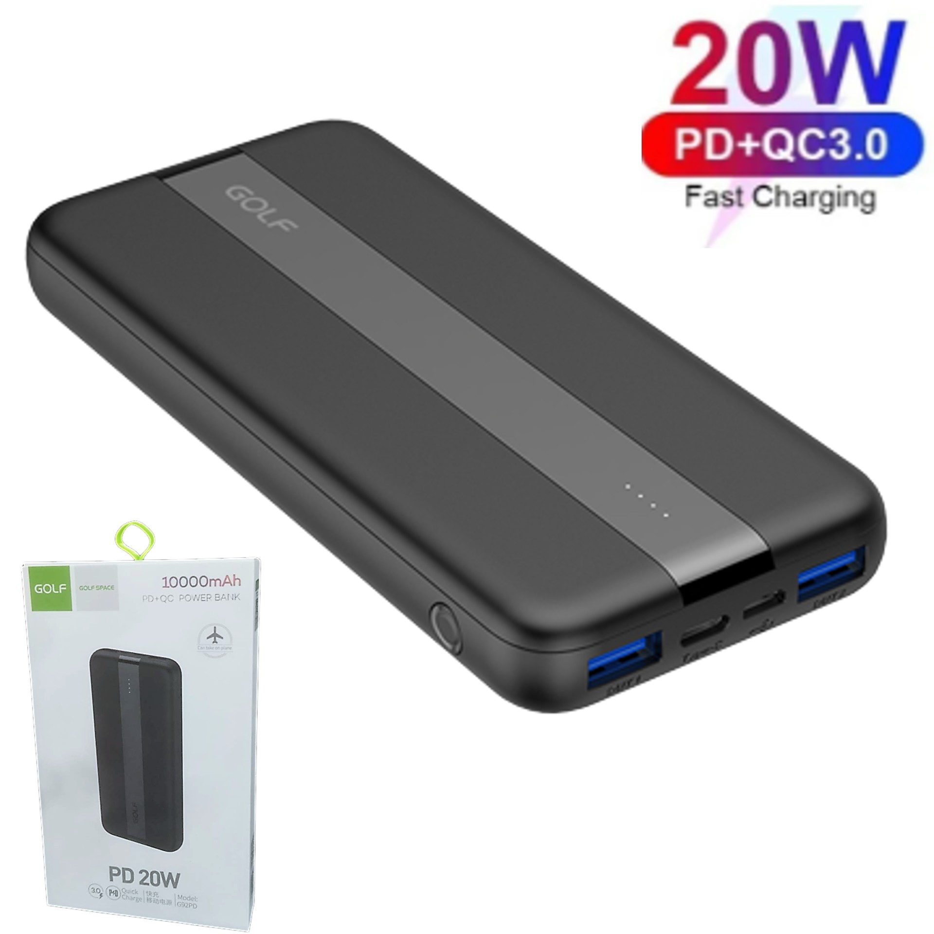 Power Bank GOLF 10000 MAH Con Puerto PD / 20W / G92PD Romy